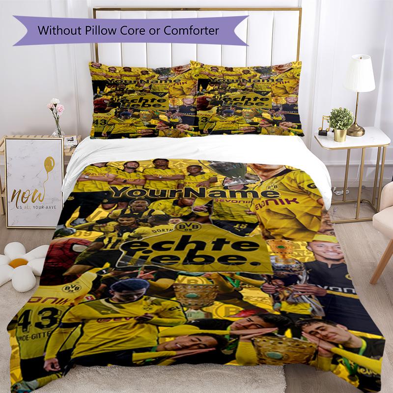 Borussia Dortmund Adınızı Özelleştirin Nevresim Takımı Nefes Alabilen Yorgan Kılıfı Yastık Kılıflı Ev Dekorasyonu Doğum Günü Hediyesi