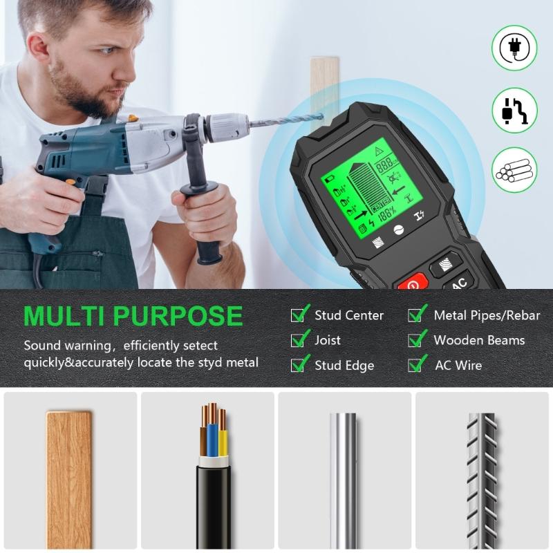 Stud Finder Wandscanner 7in1 Bolzendetektoren mit intelligentem Mikroprozessor-Chip Digitalanzeige Bolzen-Sensor-Finder