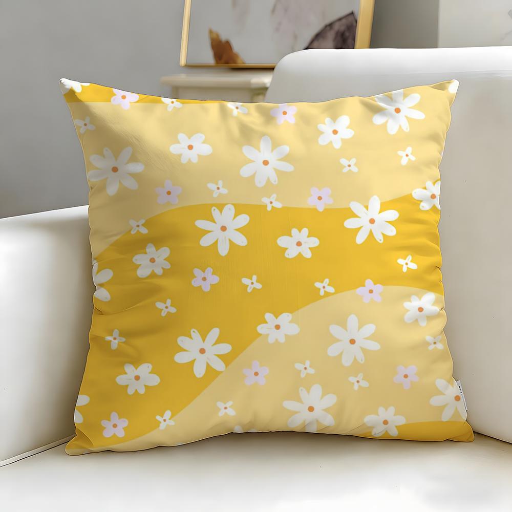 classic theme Daisies Cushion Cover Soft & Easy-Wash Pillow Case – Versatile for Couch, Bed, Travel and Office