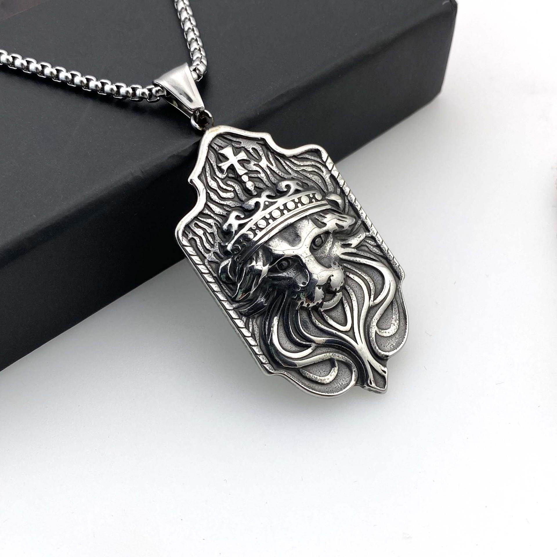 Ожерелье Доминирующий Лев Король Ретро Викинг Любовь Подвеска 50CM(Necklace Size)