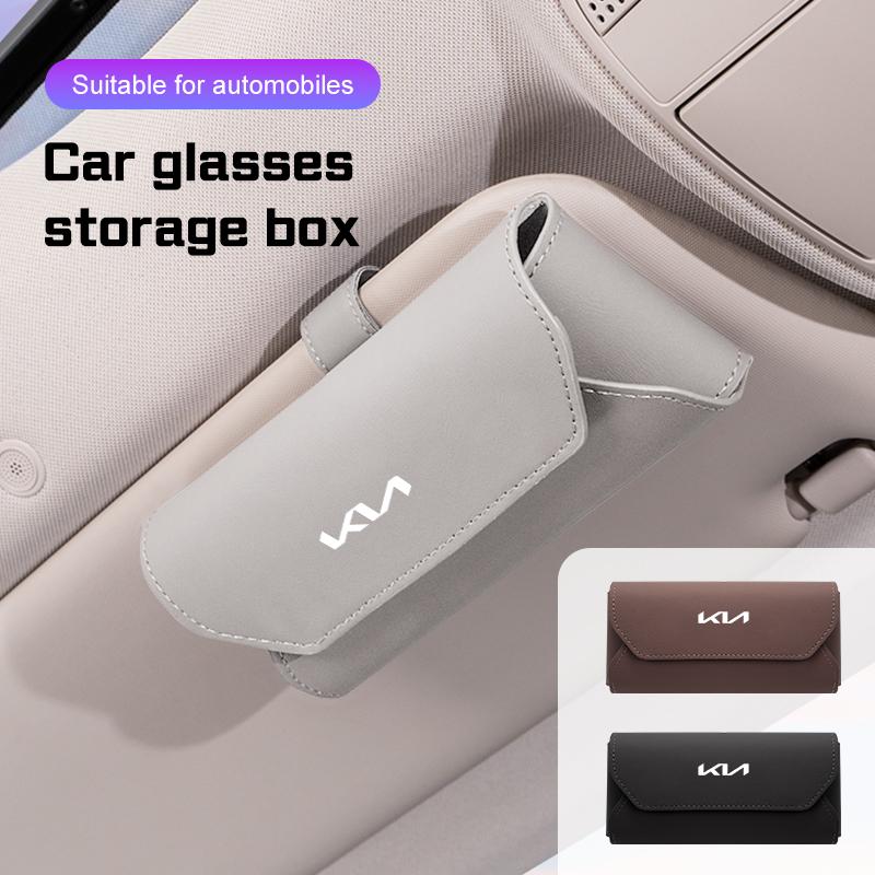 IHWM7 Car Sunglasses Box Accessories For KIA K2 K3 K5 K8 Portage Stinger GT Line Sorento Ceed CD Cerato Car Visor Glasses Case Storage
