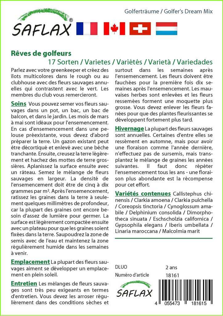 SAFLAX Golfer's Dream Mix - 1000 tohum - 17 Yabani Çiçek Karışımı