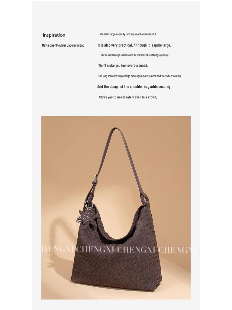 Handmade Woven Suede Single-Shoulder Women's Tote Bag
