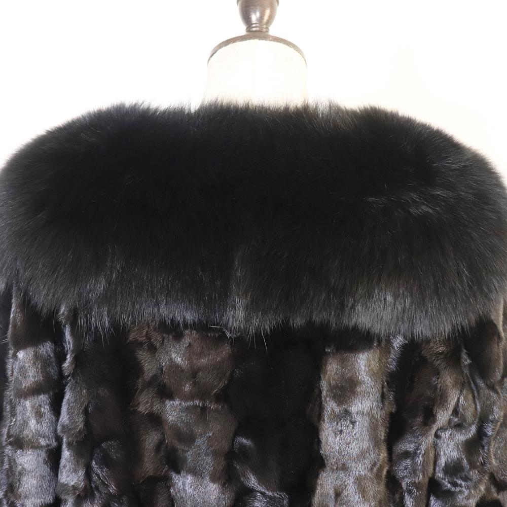 Real Mink Fur Coat For Women Winter Warm 100% Genuine Mink Fur Jacket With Fox Fur Collar Lady Quality Natural Mink Fur Overcoat