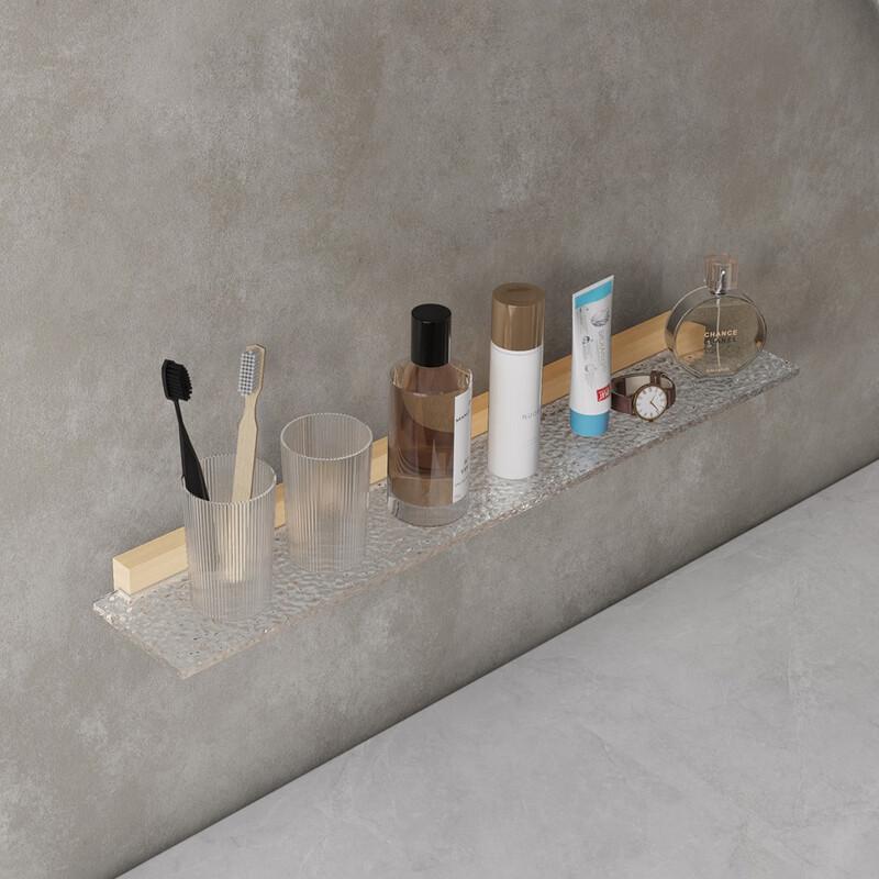 Xuan Yong No-Drill Walnut & Beechwood Acrylic Bathroom Shelf