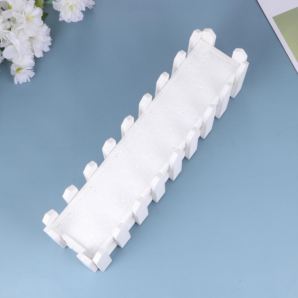 2 Pcs Artificial Plastic Flower Pot Moss and Vase Set Portable Simulative Flower Pot with Wooden Fence (White)