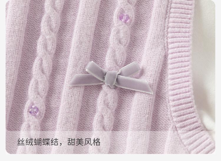 David Bella Girls' Sweater Spring Dress Children's Fake Two Piece Knitted Sweater Baby Pie Hoodie