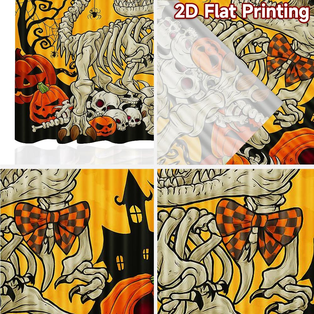 2pcs, 2D FLAT PRINTING Curtains (Without Rod) DinoHalloween Modern Fashionable Curtainments Durable Polyester Curtains