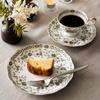 NARUMI Cup Saucer Set Black Milano 210cc Black Floral Pattern Plum Blossom Chintz Style Pair Cup Saucer Day Present Made In Japan Gift Boxed &