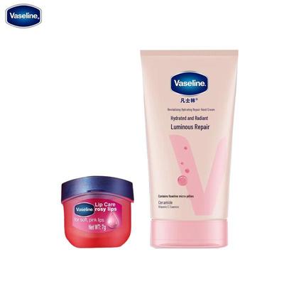 Zestaw Vaseline Rozświetlający Krem do Rąk i Balsam do Ust Rosebud
