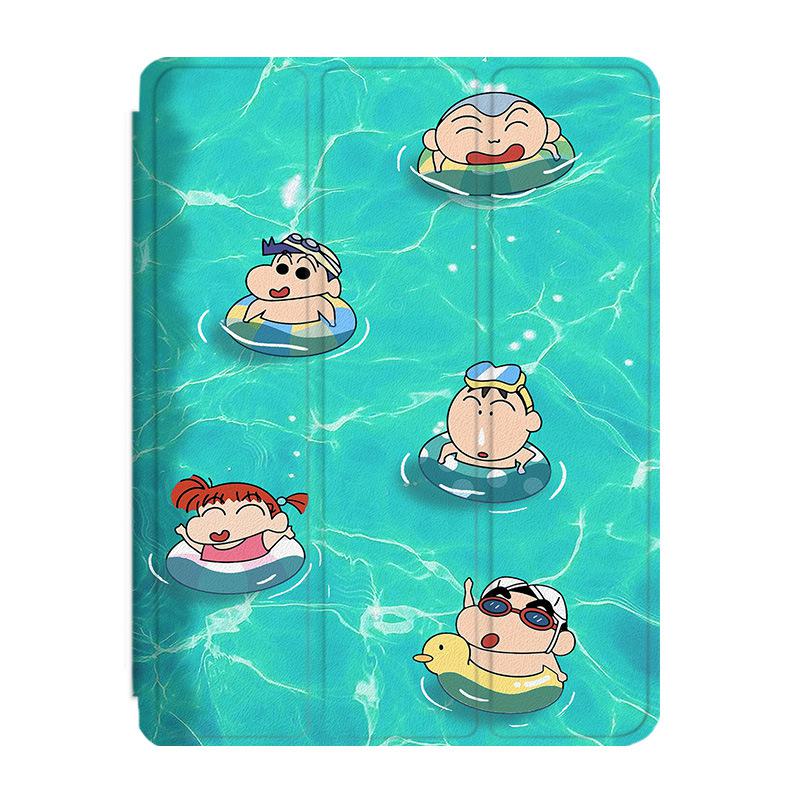 Protective case for iPad Pro 10.2, iPad Air 4/5, and tablets up to 11 inches featuring Crayon Shinchan designs.