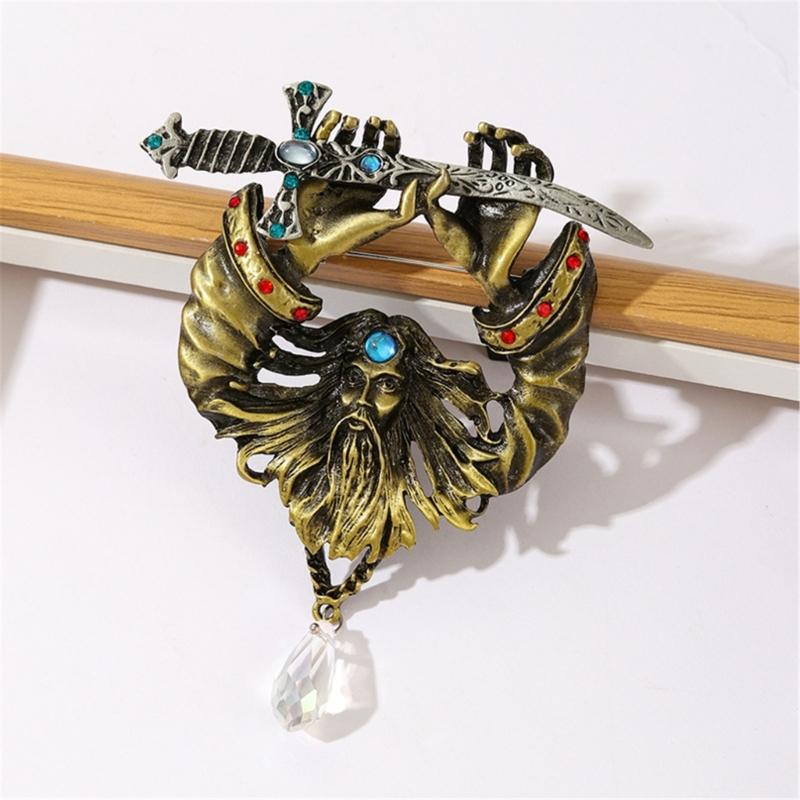 Antiker Piraten-Brooch-Pin mit Schwertern, Vintage Strasssteine Broschen, Revers-Pins für Herrenanzüge, Hemdnadel für Hut Schal