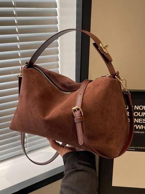 2025 Retro Deerskin Frosted Shoulder Crossbody Bag for Women: High-End Autumn/Winter Fashion