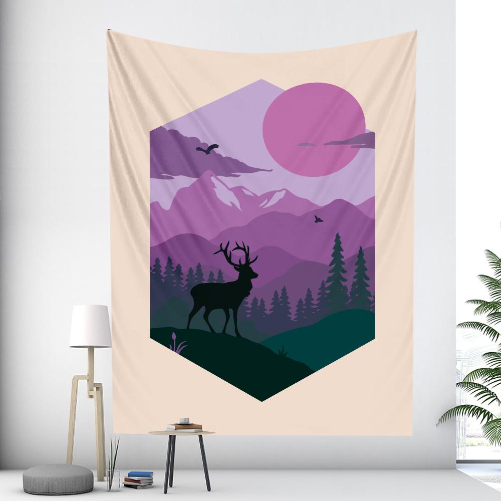 Лесное животное Иллюстрация Гобелен Хиппи Бохо Арт-деко Настенный Гобелен Пляжное — фото 8