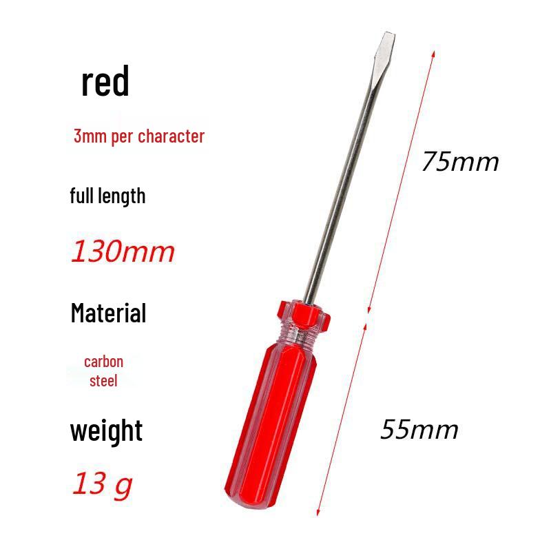 3mm Extended Phillips & Flathead Carbon Steel Screwdriver with Color Strip Handle - Super Hard Industrial Grade Household Tool
