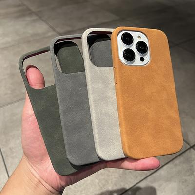 Geeignet für Iphone14promax Handyhülle, Wildledertextur Apple 13 Halbtasche 12 Sturzsicher 11 Herren Lederhülle