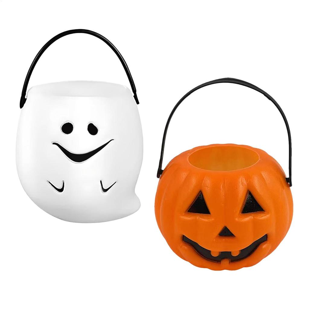6 Stück Halloween Süßigkeiten Eimer Mini Halloween Süßigkeiten Halter Kürbis Geist Plastikeimer Partyzubehör für Süßes oder Saures