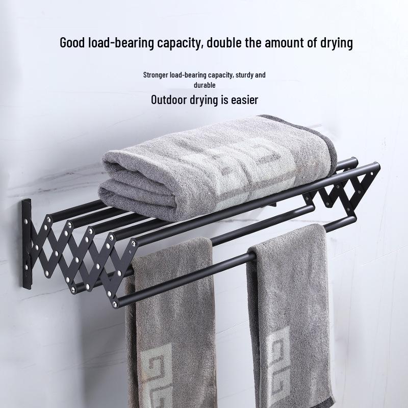 Zusammenklappbarer Teleskop-Handtuchhalter aus Edelstahl: Badezimmer- & Balkon-Wäschetrockner