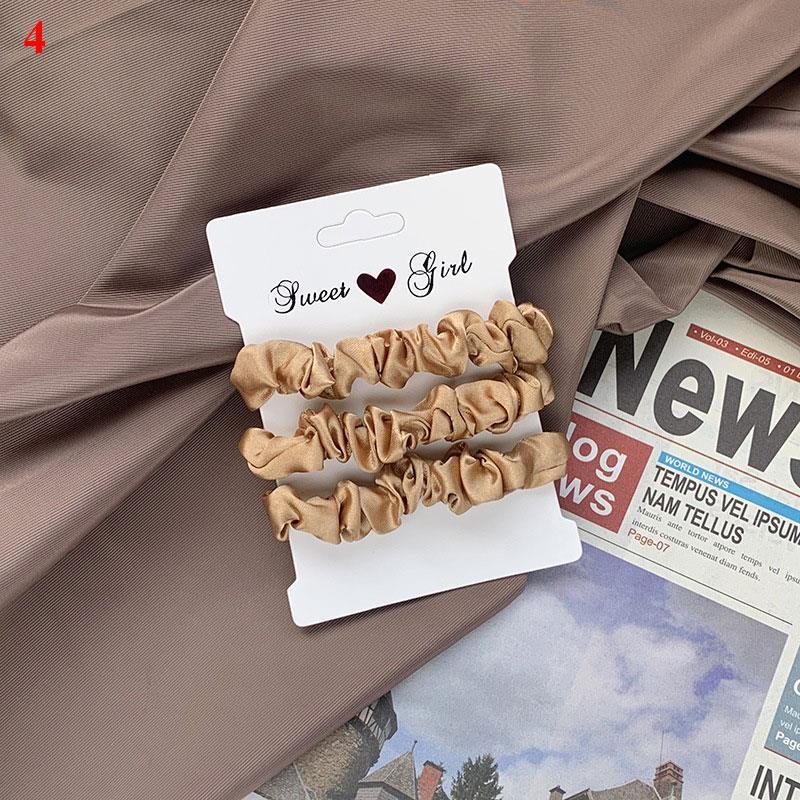 Fashion 3PCS/Set Satin Silky Scrunchies Hair Rope Luxury Solid Color Elastic Hair Bands Women Hair Accessories Headwear
