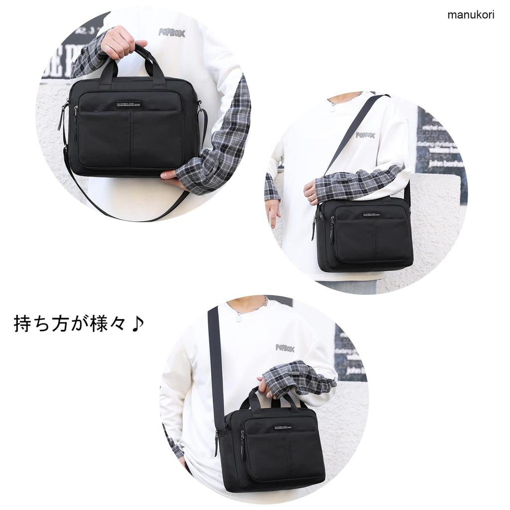 Shoulder bag for many horizontal [manukori] men, crossbody, handbag, pockets, lightweight, waterproof, nylon,