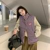 Wearing down cotton-padded jackets on both sides, women's new lamb wool vest, loose small cotton-padded jacket