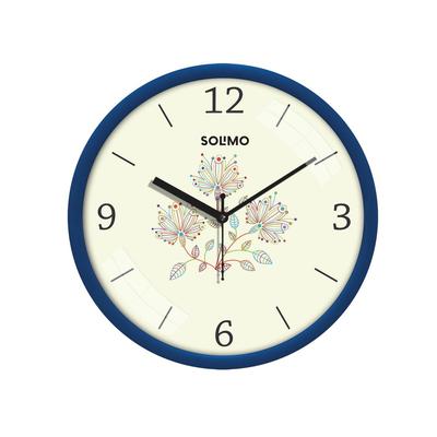 Kunststoff 11-Zoll Klassisch & Modern und Stilvoll Blumendruck Leises Uhrwerk Analoge Wanduhr - Türkisblau