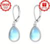 Mode 925 Sterlingsilber Wasser Mondstein Tropfenohrringe für Damen Einfache Hochzeitsverlobungsschmuck Geschenke