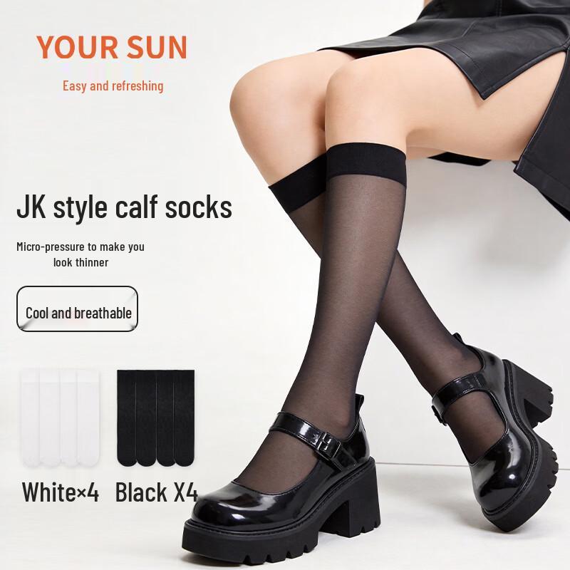 Women s Ultra-Thin Sheer Mid-Calf Socks M