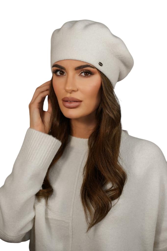 Women' Winter Wool Beret, Ecru Color, Kamea-Kiang
