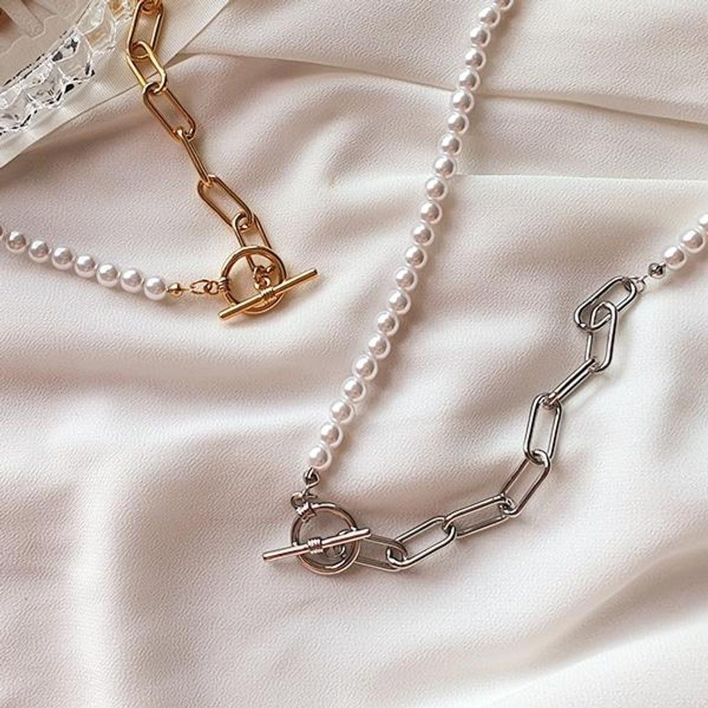 Nevada Pearl Necklace (half Pearl and Half Metal)