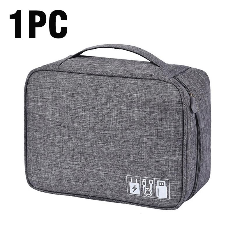 

USB-линия передачи данных, сумка для хранения Power Bank, дорожный косметический органайзер, портативная сумка для хранения кабеля, водонепроницаемый цифровой органайзер 1Layer(24.5x10x18cm)