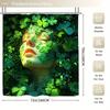 4pcs Bestselling Green Clover Print High Quality Shower Curtain and Non-Slip Bath Mat Set - Perfect for Bathroom Decor Exqu