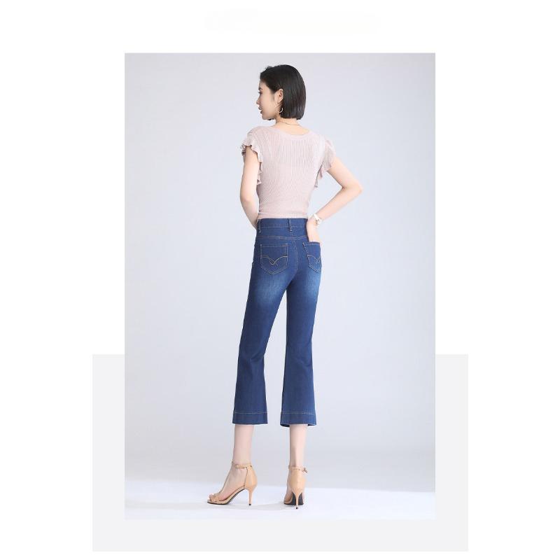 Micro-cut Jeans Women's Thin Summer Embroidered Stretch Slim Flare Pants