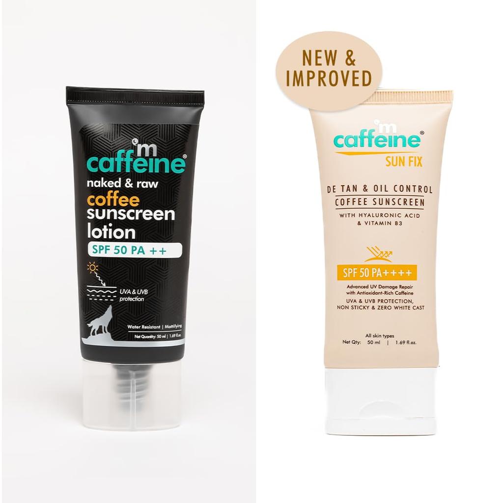 mCaffeine Matte Sunscreen SPF 50 for Men & Women | Lightweight, Water Resistant, Zero White Cast | Sun Protect, Prevents Tan & Repairs UV Damage