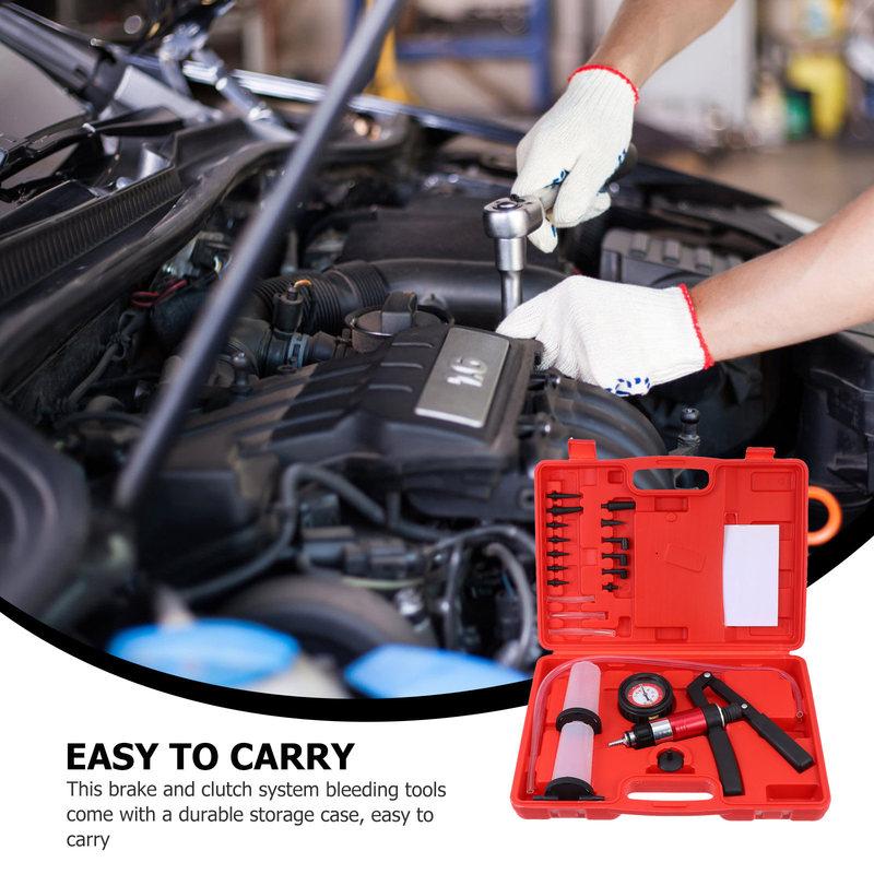 1Set Car Brake Bleeder Kit Handheld Vacuum Pressure Pump Clutch Fluid Bleeding Tool Kit Brake Fluid Tester Oil Change Adapters
