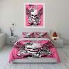 Skull Rose Art Decor Set Bedding Set With 1 Duvet Cover 2 Pillowcases Single Double King Queen, Gift