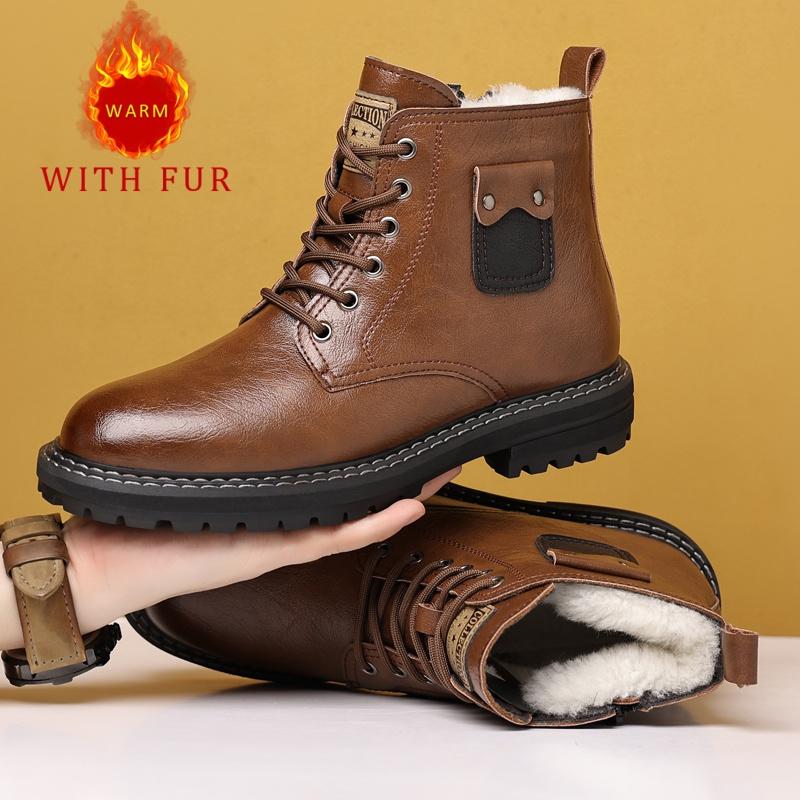 

Модные теплые мужские ботинки для осени и зимы Классический ретро-стиль Модные для бизнеса, офиса, вечеринки Уличные Высококачественная кожаная обувь Горячие 44