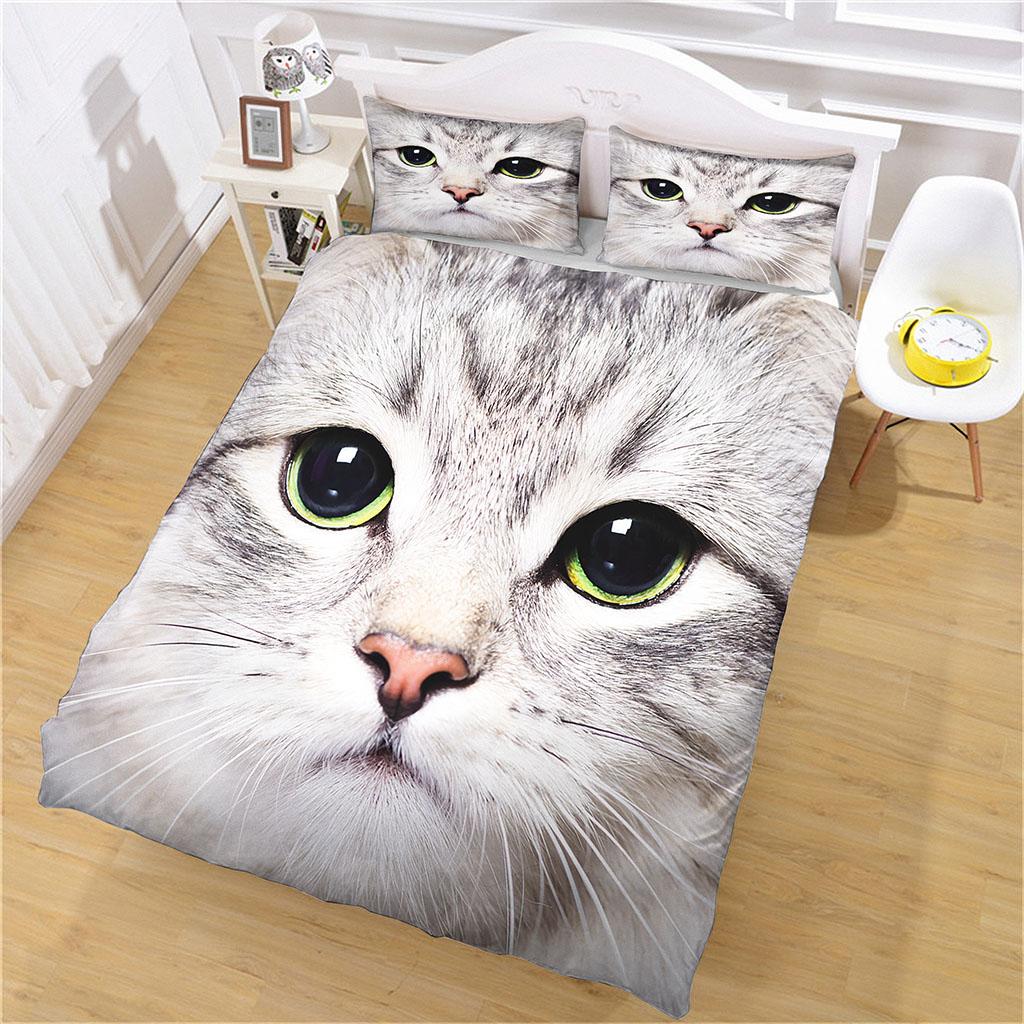 3D Animal Kittens Printed King Size Bedding Set Luxury Duvet Cover 3Pcs Children Quilt Adult Kids Birthday Gift