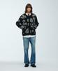 Knitted Bulky Brush Pattern Cardigan Black