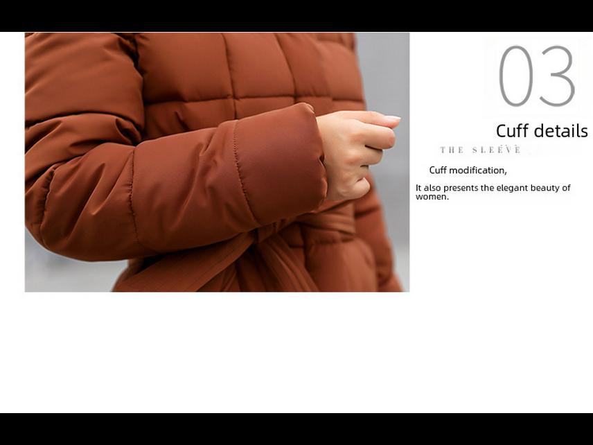 2023 Winter Korean Style Women's Long Over-Knee Down Coat with Large Fur Collar and Slim Fit