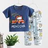 Summer Kids Korean Cartoon Pajama Set Short Sleeve and Pants Cute Sleepwear for Boys Girls