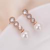 Boucles d'Oreilles Pendantes Élégantes Coréennes Perle & Strass - Ornements d'Oreilles Simples et Mode