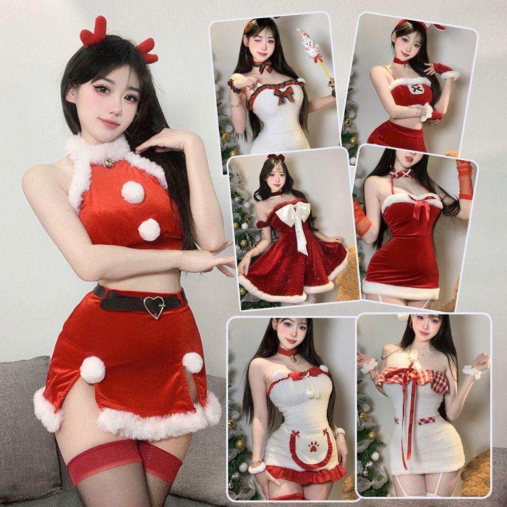 Red Velvet Santa Claus Coat Xmas Cosplay Outfit Fashion Cosplay Costumes Holiday Party