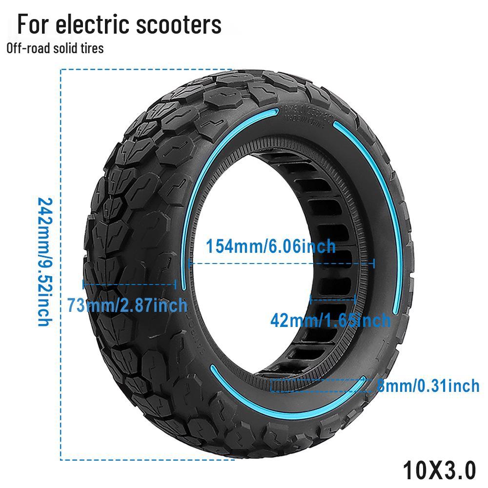 10X3.0 255x80 Solid Rubber Tire for ZERO10X/Kugoo Electric Scooter - Honeycomb Puncture-Proof Design