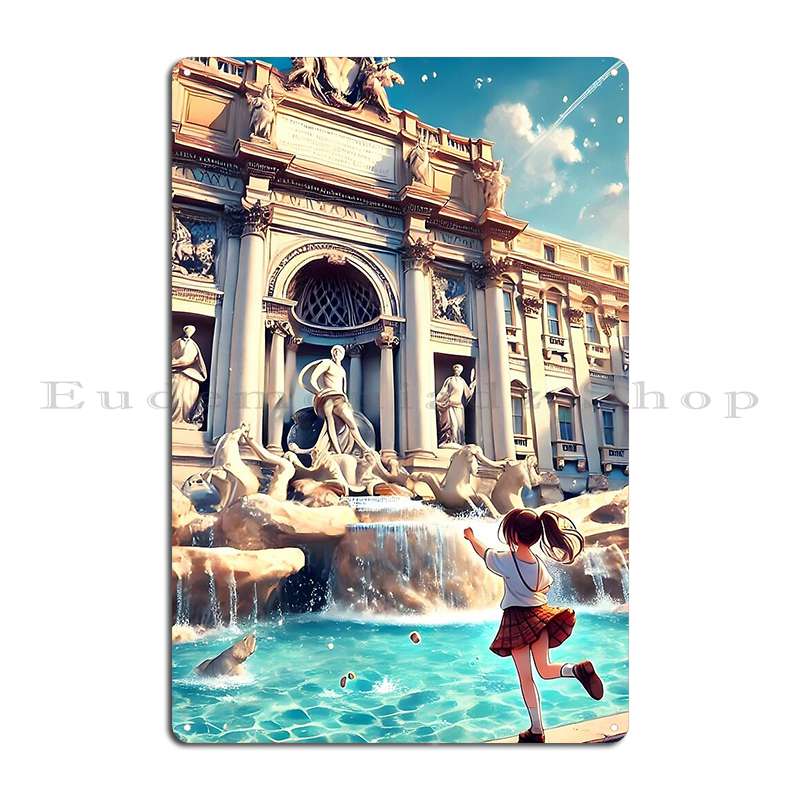 Memory Fountain Metal Plaque Poster Wall Plaque Designs Wall Decor Pub Mural Bar Tin Sign Poster 20x30cm(7.8x11.8inch)