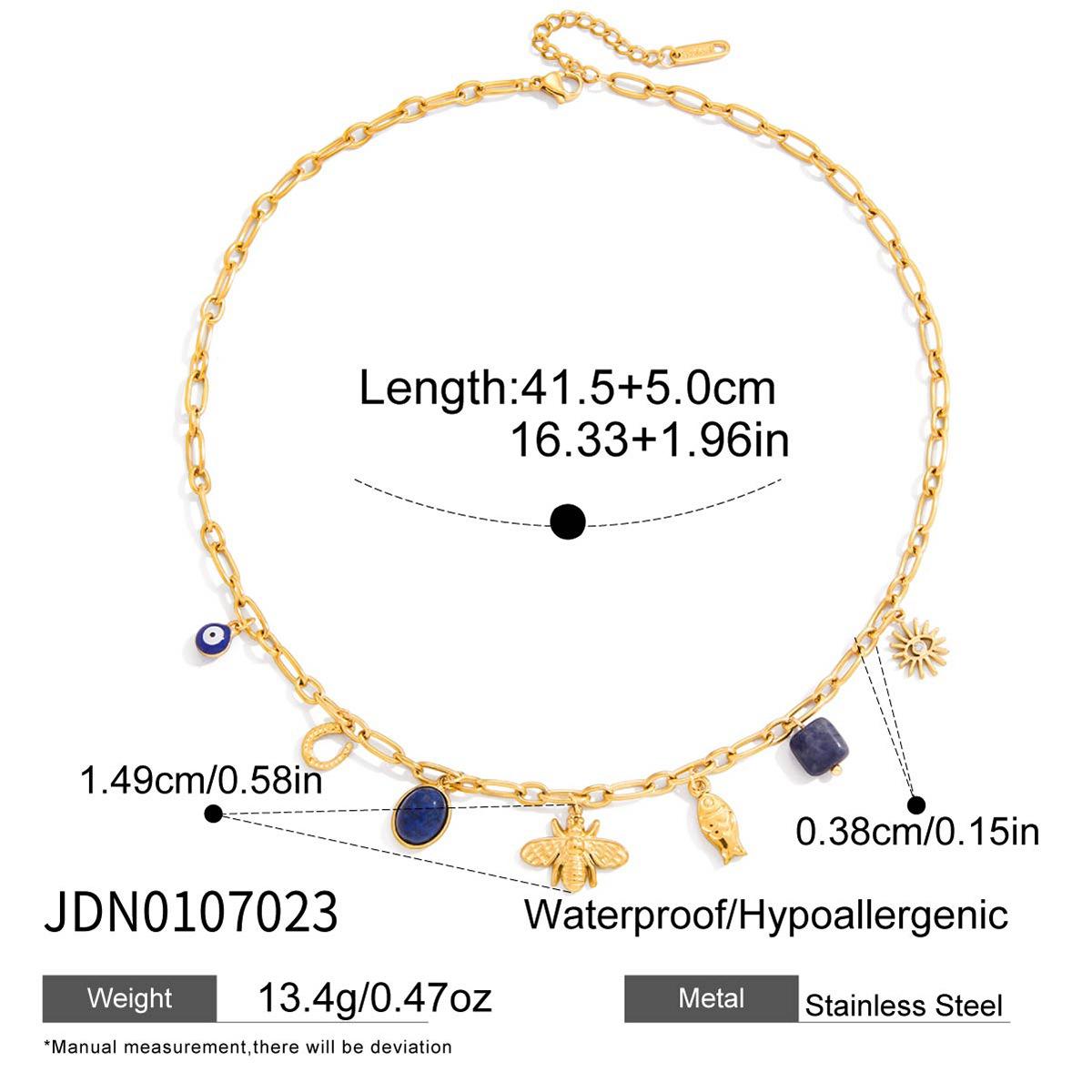 lapis lazuli devil s eye titanium steel necklace bee jewelry stainless steel item