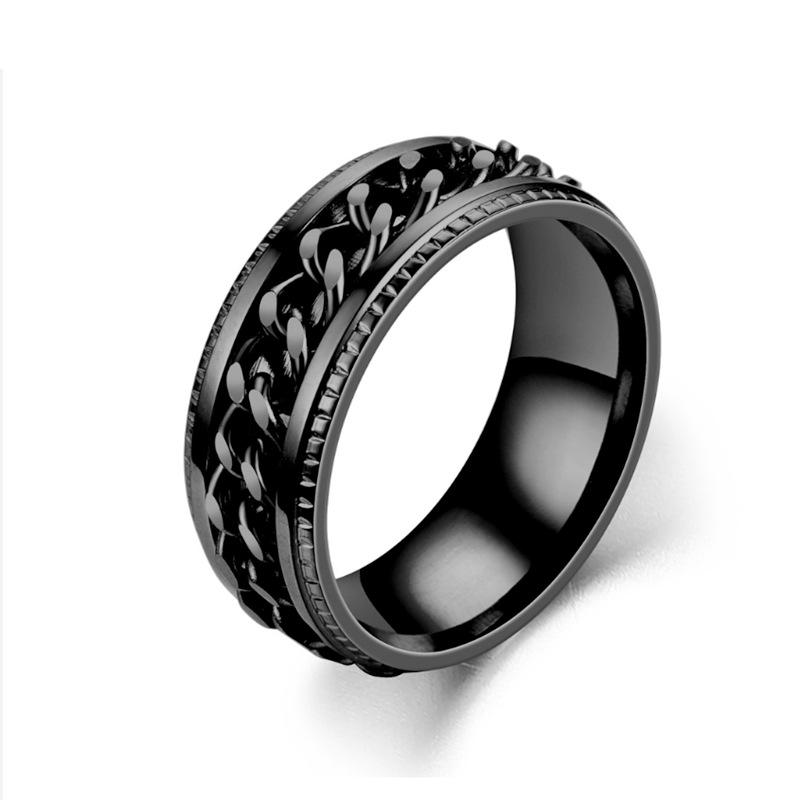 Trendy Rotatable Titanium Steel Chain Ring - Fashion Hip-Hop Couple Jewelry