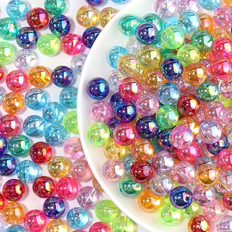 100pcs Mixed AB Color Acrylic Beads Iridescent Shifting Colors Round Beads for Jewelry Making, DIY Crafts Beads for Jewelry Making, Creative Crafting