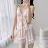 Summer new fashionable women's ice silk pajamas V-neck sexy suspender shorts set loose age-reducing loungewear