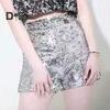 Pantalones cortos sexis con lentejuelas brillantes para mujer, pantalones cortos ajustados con cintura alta y cierre de aro en O, pantalones cortos para fiestas, clubes, festivales y bailes